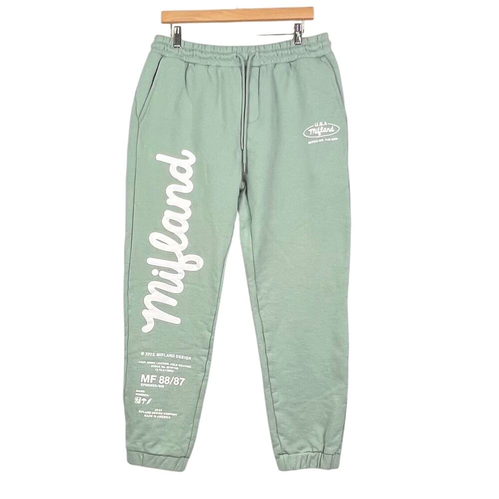 Mifland Streetwear Made In USA Green Thick Cotton Men's Joggers Sweatpants XL